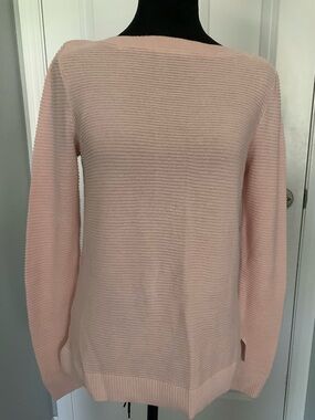 Ann Taylor Pale Pink Boatneck Ribbed Sweater